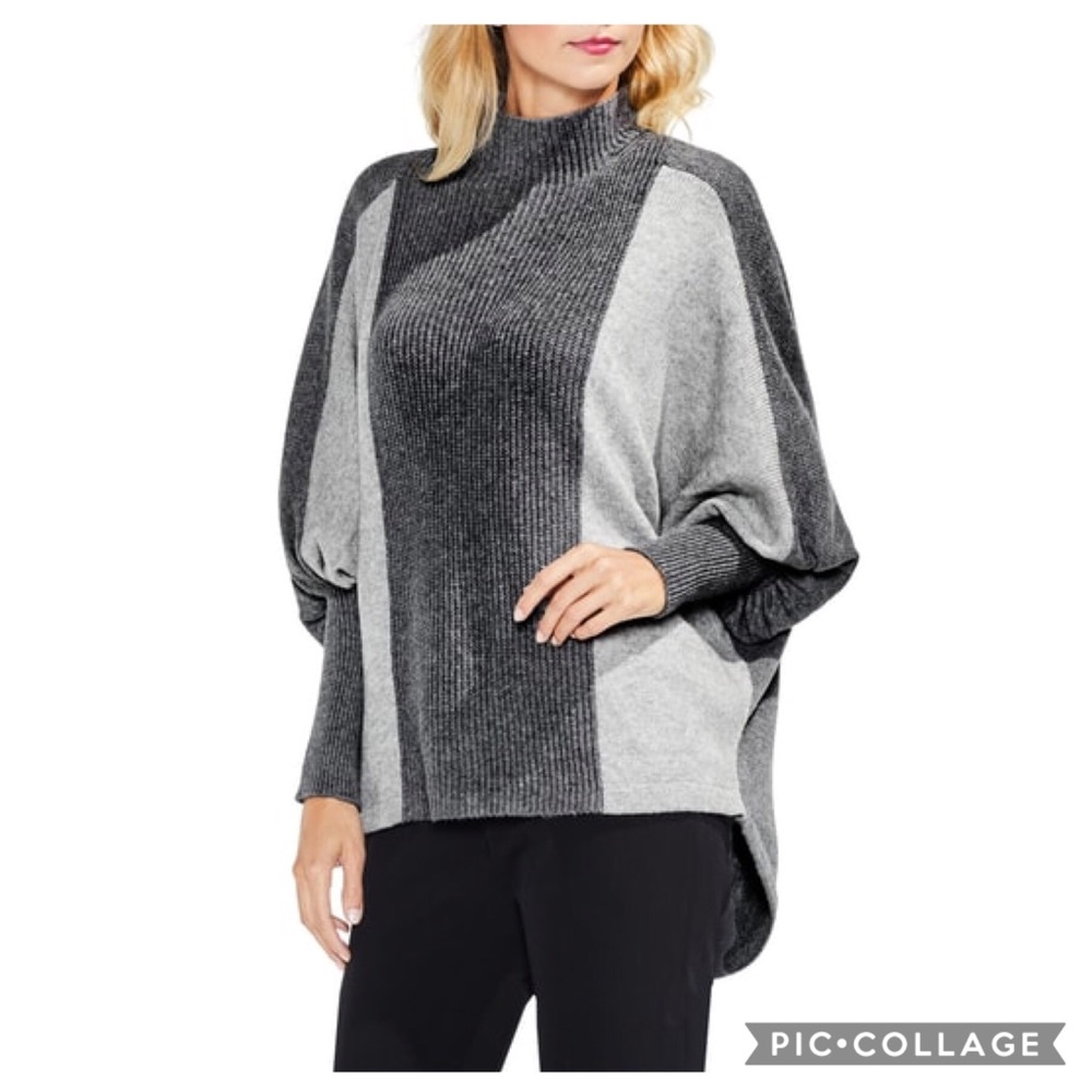 Vince Camuto Gray Dolman Sleeve Colorblock…